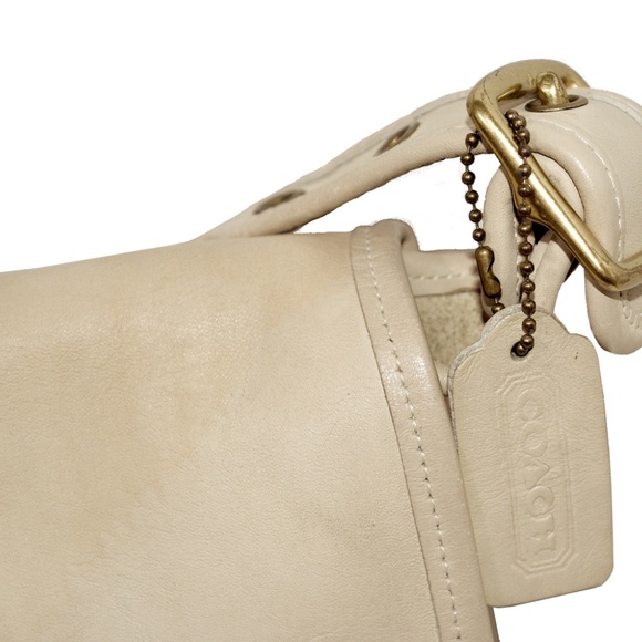 Vintage Y2K Coach Stewardess Bag Beige Leather Messenger Crossbody Purse 9525 - Picture 3 of 11